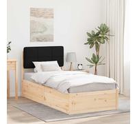Pin Massif tête de lit rembourrée Moderne Chic 100 x 200 cm Noir