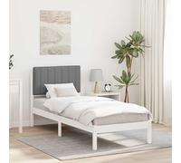 Pin massif têtière rembourrée effet lin Housse lavable 80 x 200 cm Gris