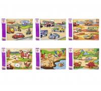 Eichhorn 100005452 - Puzzle enfichable 30 x 20 cm avec 6 pièces, Motifs : Animaux/véhicules, Pas de Choix de Motifs, Contenu de la Livraison : 1 pièce, contreplaqué de Tilleul certifié FSC