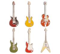 Pin’s Guitare Geepins | Magnifique Broche Miniature Pack de 6 Série III | À Porter sur un Sac à Dos, une Chemise, une Veste, un Revers, ou un Chapeau | Présenté dans Très Joli Étui à Guitare