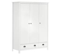 Armadio a 3 Ante Hill Bianco 127x50x170 cm in Legno di Pino