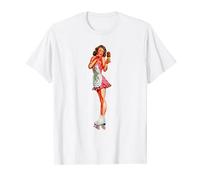 Pin Up Girl Pretty Brunette Patins à roulettes Jambes T-Shirt