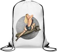 Pin-Up Girls Bombs Away Sac de gym décontracté avec cordon de serrage Blanc