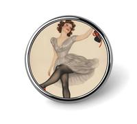 Pin-ups Chat Noir Mignon Broche Revers Pins Badge Métal Rond Veste Chapeau Sac Accessoires Bijoux