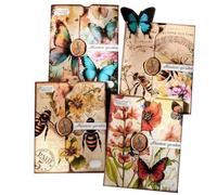 Pinafresa 80 Feuilles de Papier Scrapbooking Vintage Papillon Abeille Fleurs Jardin - Papier Décoratif Esthétique pour Journaux Indésirables
