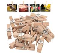 Pinage Push avec Clips en Bois 50pcs de 1,4 Pouce de poussoirs métalliques avec boîte de Rangement épingles poussées polyvalentes pour Planches en liège, babillards, Notes, Photos au Bureau, école, l