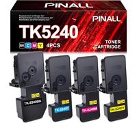 PINALL TK5240 Compatible Toner pour Kyocera TK-5240 TK-5240K TK-5240C TK-5240Y TK-5240M Toner Kyocera Ecosys M5526cdw M5526cdn P5026cdn P5026cdw (Noir Cyan Jaune Magenta, 4-Pack)