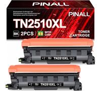 PINALL TN2510XL TN-2510XL Lot de 2 toners compatibles avec Brother HL-L2400DWE HL-L2400DW MFC-L2835DW MFC-L2800DW MFC-L2827DW DPC-L2627DWE DPC-L2665DW Toner TN 2510 TN2510XL (avec puce)