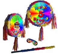 Piñata 5e anniversaire avec bâton et bandeau pour les yeux