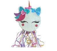 PIÑATA À CASSER RONDE TÊTE LICORNE 34X38CM BLANC