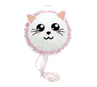 Pinata à tirer - Chat mignon (tête de chat) - Rose - Oreilles 3D - Pour anniversaire