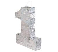 Pinata - Argent - Chiffre 1 - 40x28x8 cm - Décoration anniversaire - Jouet enfant