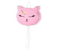 PartyDeco Piñata PIN11 Tête de chat Rose 37 x 27 cm à suspendre pour adultes