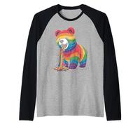 Piñata colorée ours arc-en-ciel art psychédélique mexicain unique Manche Raglan