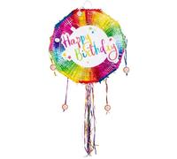 Piñata d'anniversaire - Joyeux anniversaire - Ronde - 44 cm - 44 x 44 x 9 cm - Multicolore - Enfant - Mixte - Vendu vide