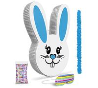 Pinata de Pâques pour garçon avec petit bâton et sac à confettis - 44,5 x 27,9 x 12,7 cm - Parfait pour les fêtes de Pâques, les fêtes sur le thème du lapin, la décoration de fête, etc