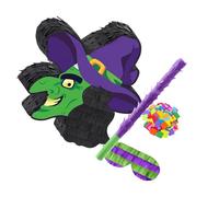 Piñata de sorcière d'Halloween sans danger pour enfants - Décoration de fête pour enfants - Fournitures d'intérieur et d'extérieur avec piñata remplie - Fête d'Halloween