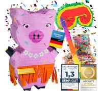 Pinata décoration de fête à remplir de bonbons pour anniversaire enfant mariage fête (Cochon + baguette & masque pour les yeux)