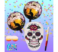 Piñata en sucre blanc, parfaites pour les célébrations d'Halloween, les fêtes à thème, les jeux d'anniversaire d'enfants, les décorations de fête y compris Busterstick, bandeau, confettis et 2 ballons