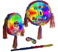 Piñata Happy 10th Birthday avec bâton