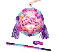 Piñata Happy Birthday avec bâton pour fête de filles