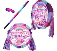 Piñata sur le thème de la licorne avec bâton pour fête de filles