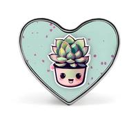 Pinback en métal avec inscription « Smile Succulents » en forme de cœur - 1 x 2 cm - Pour chapeau, chemise, vêtements, sacs, 1*0.8 in, Aluminium