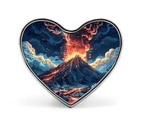 Pinback Pinback en métal avec inscription « A Volcano » en forme de cœur pour chapeau, chemise, vêtements, sacs, 1*0.8 in, Aluminium