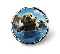 Pinback rond en métal imprimé loutre de mer 2,5 cm pour chapeau, chemise, vêtements, sacs, décoration, circulaire, aluminium, Circular, Aluminium