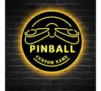 Pinball Metal Wall Art LED Light, Panneau Métallique D’arcade, Panneau De Nom Personnalisé, Panneau LED De Jeu, Amateurs De Flipper, Décor De Salle De Jeux, Panneau Man Cave