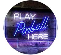 Pinball Room Play Here Display Game Man Cave Décor Dual Color LED Enseigne Lumineuse Neon Sign Blanc et bleu 400 x 300mm st6s43-i2619-wb