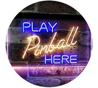 Pinball Room Play Here Display Game Man Cave Décor Dual Color LED Enseigne Lumineuse Neon Sign Bleu et jaune 600 x 400mm st6s64-i2619-by