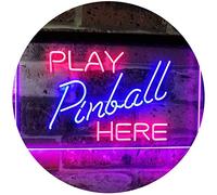 Pinball Room Play Here Display Game Man Cave Décor Dual Color LED Enseigne Lumineuse Neon Sign Rouge et bleu 400 x 300mm st6s43-i2619-rb