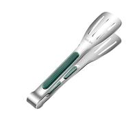 Pince à aliments Pinces à aliments en acier inoxydable antidérapantes for viande, salade, pain, barbecue, buffet, outils de cuisine, accessoires(17.5cm Green Silver)