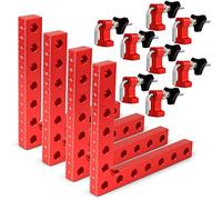 Pince à Angle Droit 90 Degrés, Serre Joint Angle Droit Aluminium 14 X 14 cm Equerre de Positionnemen Serre Cadre Fixation à Angle Outils de Travail du Bois, (Rouge 4 Pack)