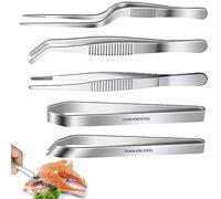 Pince a arrete,pince à épiler,Pince à épiler en os de poisson,Inoxydable Pince à Épiler à Poisson,Pince à Épiler Inox,pour garnir les aliments pour la cuisson et la pâtisserie(5 pcs)