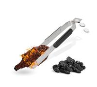 Pince à barbecue, longue, 35 cm, en acier inoxydable, accessoire de barbecue pratique, 2 en 1, comme cadeau de fête des pères, avec décapsuleur et poignée ergonomique, idéale pour les maîtres du