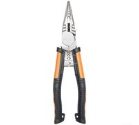 Pince à bec aiguille multifonction de 20,3 cm, pour dénuder les fils, sertir, couper les poignées souples (A)