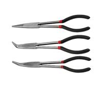 Pince à bec long, 3 pièces, pince, en acier au carbone, antidérapante, droite, courbée 45/25 degrés, for machiniste, ingénieur, outil main