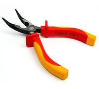 Pince à bec long, courbée, 6" INGDAUM®, isolée contre 1000 V pour les électriciens professionnels, les frigoristes et les mécantroniciens (Pince à bec long, courbée, 6")