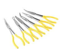 Pince à bec long: jeu de 6 pinces long 11pouces, avec pointes droites 25, 45 et 90degrés, plates rondes, outil retrait for un travail précision