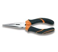 Beta Tools Pince 1166BM 160 – becs demi-ronds longs striés, chromée, branches gainées bi-matières