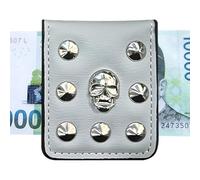 Pince à billets magnétique pour hommes - Porte-cartes fin - Porte-monnaie magnétique portable de style punk - Étui pour cartes de lettres et photos - 6,9 x 5,5 x 1,9 cm, Gris clair, Voir description