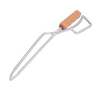 Pince à Bûches, Poignée En Hêtre, Inox 41,5 cm - Haute Résistance à la Chaleur, Serrage Puissant, Parfaite Pour Camping Barbecue