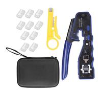 Pince à câbles réseau, outil de sertissage pour réseaux sans fil avec 10 embouts en cristal, dénudeur et coupe-fil en acier à haute teneur en carbone pour câbles à paire torsadée U