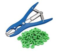 Pince à Castration de Porc Bleue Pince Décalée pour Mouton de Porc Matériel Agricole de Porc de Mouton de Bétail (1 Pince et 100 Anneaux)