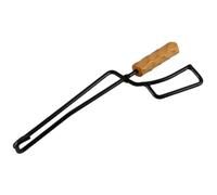 Pince à Charbon D'extérieur Portable, Manche Bois Acier au Carbone Noir | Prise Sûre des Braises, Contrôle du Feu Facilité, Usage Barbecue Cuisine, pour Foyer Extérieur