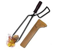 Pince à charbon, pince à cheminée, ciseaux à charbon avec manche en bois for cheminée et manipulation du bois de chauffage. Outil de préhension intérieur/extérieur, durable et polyvalent.