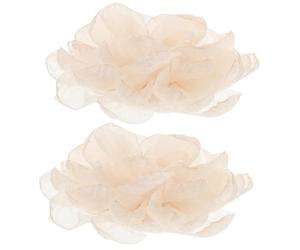 Pince à Chaussure Fleur de Camélia en Tulle Beige, 1 Paire | Fleur à Bords Brûlés, Design Détachable, pour Soirées et Événements Élégants