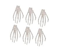 Pince à Cheveux à Main Squelette Punk Rock Horreur, Barrette à Cheveux en, Griffes pour Fête D'halloween, Cadeaux de Cosplay (Argent)